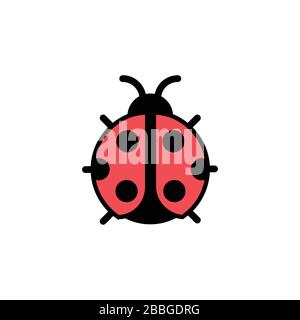 Ladybug. Filled color icon. Isolated animal vector illustration Stock Vector