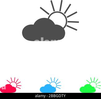 Sun cloud icon flat. Color pictogram on white background. Vector illustration symbol and bonus icons Stock Vector