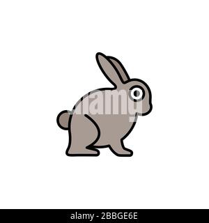 Rabbit. Filled color icon. Isolated animal vector illustration Stock Vector
