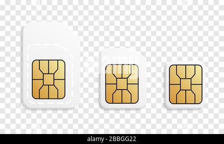 Normal, Micro, Nano - phone card set. Mobile sim card types Stock Vector