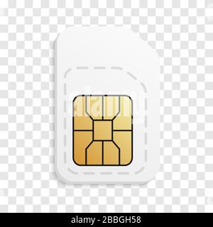 Empty 3D mobile SIM card. Realistic phone card. Stock Vector