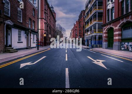 Dale Street, Manchester, United Kingdom. Empty streets in the city centre during Coronavirus outbreak, March 2020. Stock Photo