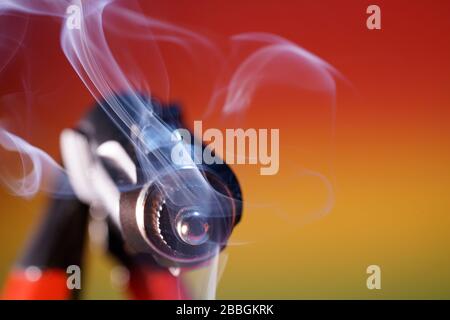 Electric wires with smoke photographed in the studio Stock Photo