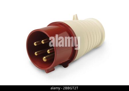 Industrial electrical three-phase connector for equipment Stock Photo