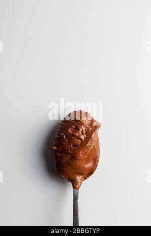 Chocolate Mousse on a spoon Stock Photo