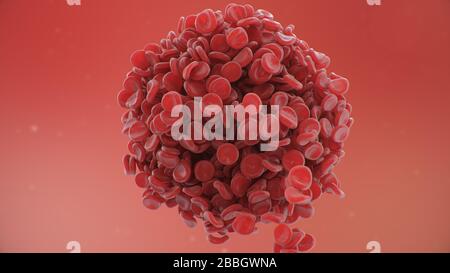 Abstract sphere from a blood clot cells background. Scientific and medical microbiological concept. Enrichment with oxygen and important nutrients