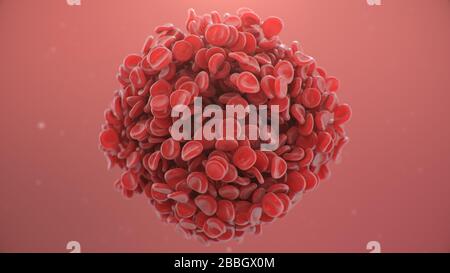 Abstract sphere from a blood clot cells background. Scientific and medical microbiological concept. Enrichment with oxygen and important nutrients Stock Photo