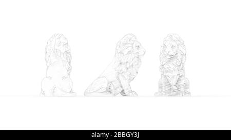 3D rendering of a male lion animal majestic powerfull isolated powerfull Stock Photo