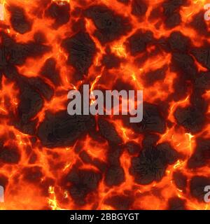 Seamless Magma Or Lava Texture With Melting Material Flowing Among Hot Rocks Red Hot Molten