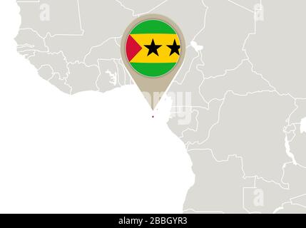 Sao Tome And Principe On Africa Map Africa With Highlighted Sao Tome And Principe Map And Flag Stock Vector  Image & Art - Alamy
