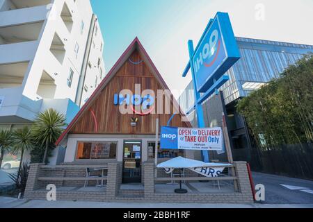 General view of IHOP, located at 2912 S Sepulveda Blvd, in the wake of the  coronavirus COVID-19 pandemic, on Thursday, March 26, 2020 in Los Angeles,  California, USA. (Photo by IOS/Espa-Images Stock