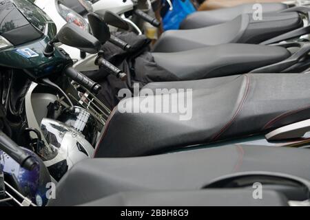 parking lot for motorbikes in hanoi in vietnam Stock Photo