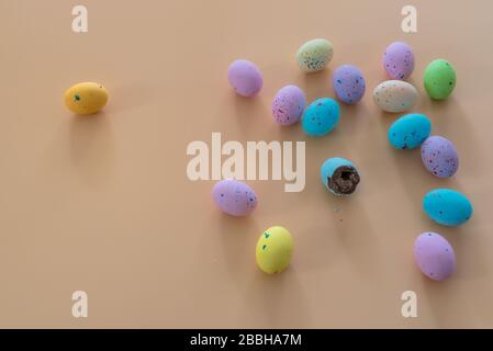 easter eggs colorful made from sugar and chocolate Stock Photo