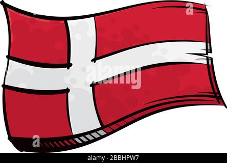 Painted Denmark flag waving in wind Stock Vector