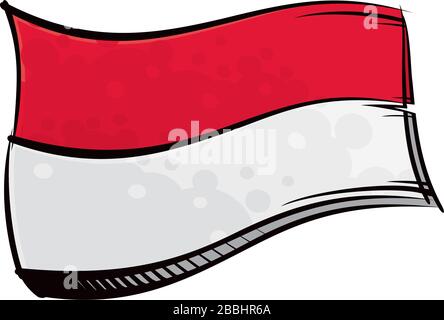 Painted Indonesia flag waving in wind Stock Vector