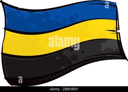 Painted Gelderland region of Netherlands flag waving in wind Stock Vector