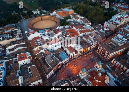 Ronda aerial view with old buildings in Spain. Stock Photo