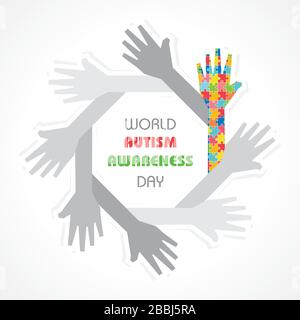 World autism awareness day with colorful puzzles vector background. Symbol of autism. Stock Vector