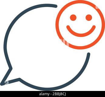 Smile face line icon. Happy emoticon chat sign. Speech bubble symbol. Stock Vector illustration isolated on white background. Stock Vector