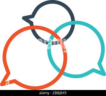 Three linear chat speech message bubbles. Forum icon. Communication concept. Stock vector illustration isolated on white background. Stock Vector