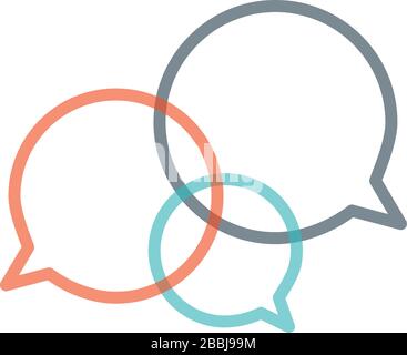 Three linear chat speech message bubbles. Forum icon. Communication concept. Stock vector illustration isolated on white background. Stock Vector