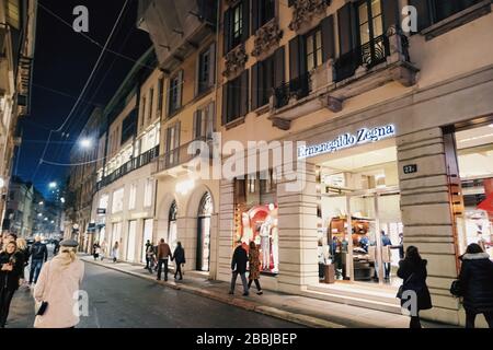 Via Montenapoleone in Milan at night Photograph by Anneleven Store
