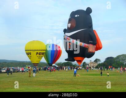 Bristol ballon festival 2019 - hot air balloons landing after flight. - clifton Stock Photo