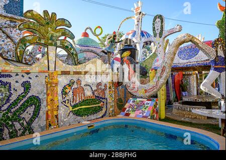 Fusterlandia, public-art installations by local artist José Fuster, with colorful, whimsical mosaics, Playa de Jaimanitas, Havana, Cuba