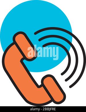 telephone service call line and fill style icon Stock Vector