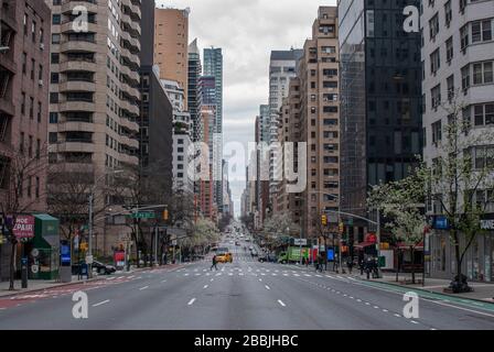 2nd Avenue in New York City during coronavirus pandemic in March of 2020. Stock Photo