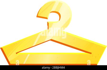 Icon hanger gold symbol for clothes. Interior sign. Hangers silhouette. Shop, storefront. Clothing logo isolated on white background. Metal clothe Graphic element. Stock Vector