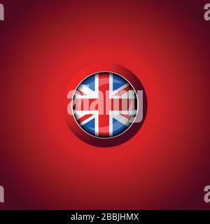 UK Flag button on red field Stock Vector