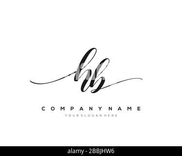 HB Initial Letter handwriting logo hand drawn template vector, logo for beauty, cosmetics, wedding, fashion and business Stock Vector