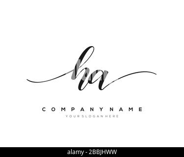HA Initial Letter handwriting logo hand drawn template vector, logo for beauty, cosmetics, wedding, fashion and business Stock Vector