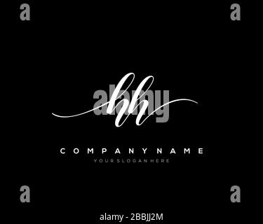 HH Initial Letter handwriting logo hand drawn template vector, logo for beauty, cosmetics, wedding, fashion and business Stock Vector