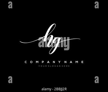 HG Initial Letter handwriting logo hand drawn template vector, logo for beauty, cosmetics, wedding, fashion and business Stock Vector