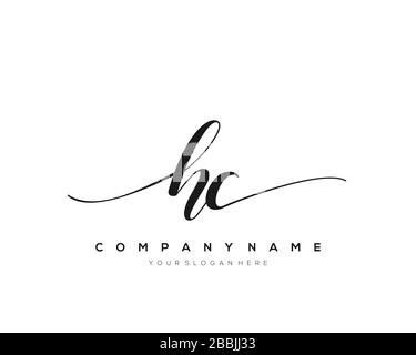 HC Initial Letter handwriting logo hand drawn template vector, logo for beauty, cosmetics, wedding, fashion and business Stock Vector