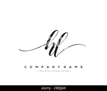 HL Initial Letter handwriting logo hand drawn template vector, logo for beauty, cosmetics, wedding, fashion and business Stock Vector