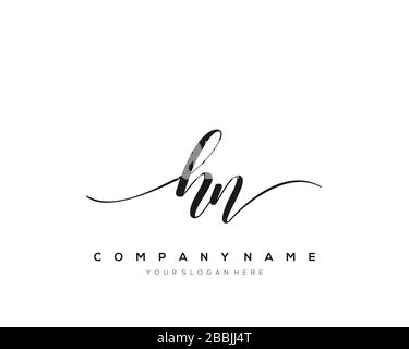 HN Initial Letter handwriting logo hand drawn template vector, logo for beauty, cosmetics, wedding, fashion and business Stock Vector