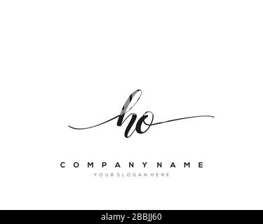 HO Initial Letter handwriting logo hand drawn template vector, logo for beauty, cosmetics, wedding, fashion and business Stock Vector