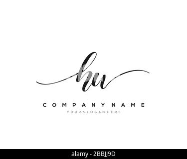 HW Initial Letter handwriting logo hand drawn template vector, logo for beauty, cosmetics, wedding, fashion and business Stock Vector