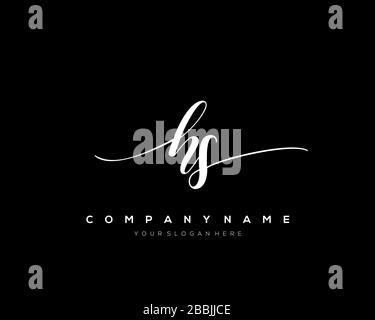 HS Initial Letter handwriting logo hand drawn template vector, logo for beauty, cosmetics, wedding, fashion and business Stock Vector
