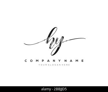 HY Initial Letter handwriting logo hand drawn template vector, logo for beauty, cosmetics, wedding, fashion and business Stock Vector