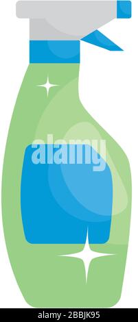 disinfectant spray bottle icon over white background, line fill style ...