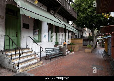 LOS ANGELES, CA/USA - MARCH 19, 2020: Olvera Street, one of the most popular tourist attractions in LA is deserted during the coronavirus scare. Stock Photo