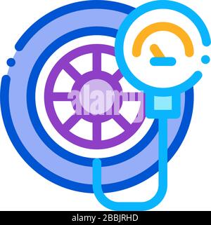 tire inflation icon vector outline illustration Stock Vector