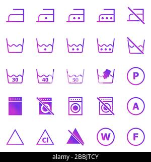 Laundry gradient icons on white background, stock vector Stock Vector