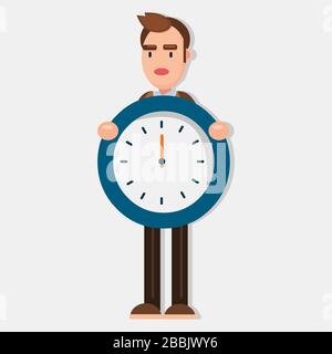 businessman holding alarm clock for deadline business concept symbol isolated vector illustration Stock Vector