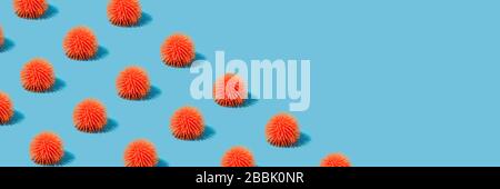 Abstract virus pattern strain model of Coronavirus disease COVID-19 on blue background Virus Pandemic Protection Concept Stock Photo