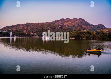 Mount Abu is a hill station in western India’s Rajasthan state, near the Gujarat border. Set on a high rocky plateau in the Aravalli Range and surroun Stock Photo